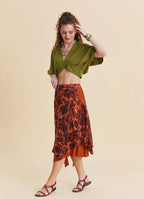 Crew Neck Backless Flowy Green Crop Top 4883
