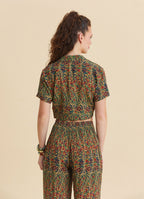 Womens Ethnic Pants with a Regular Waist and Green Floral Print Model 4948