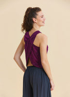 Red Summer Blouse with Open Collar, Cross Back, and Low Cut Back 4987
