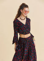 Gipe Detailed Belted Mustard Flower Skirt 4900