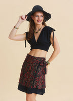 Double Layered Envelope Style Black Ethnic Skirt 4967