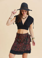 Double Layered Envelope Style Black Ethnic Skirt 4967