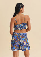 Adjustable Strap Blue Crop Top with Elastic Back 4940