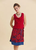 Red Summer Blouse with Open Collar, Cross Back, and Low Cut Back  4986