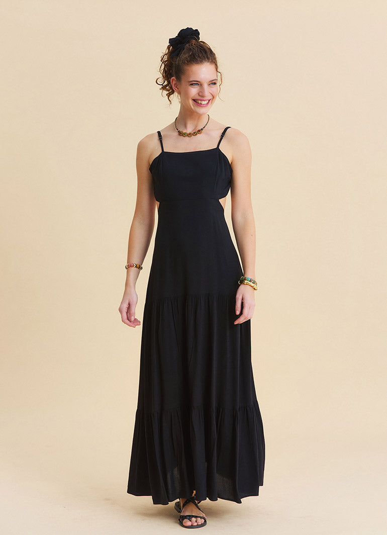 Black Strappy Backless Everyday Dress 4837