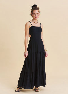 Black Strappy Backless Everyday Dress 4837