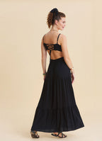 Black Strappy Backless Everyday Dress 4837
