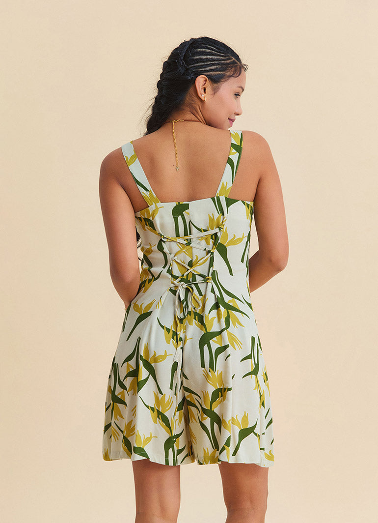 Anita Womens Ethnic Jumpsuit with Thin Straps and Button Details 4878