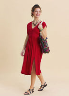 V Neck Backless Red Summer Dress 4794