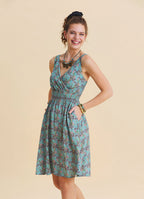 V Neck Strapless Elasticated Waist Mint A-Line Dress 4832