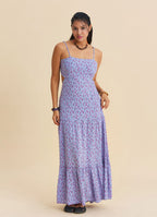 Strappy Backless Lilac Floral Dress 4838