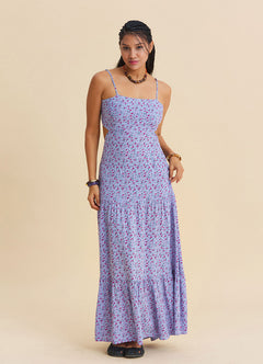 Strappy Backless Lilac Floral Dress 4838