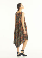 Khaki Patterned Scoop Neck Round Hem Sleeveless Maternity Dress