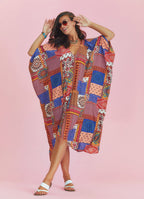 Purple Asymmetrical Hem Loose Fit Dress