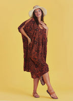Orange Asymmetrical Hem Loose Fit Dress