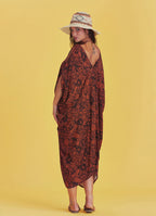 Orange Asymmetrical Hem Loose Fit Dress