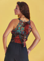 Collared Authentic Black Patterned Blouse