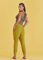 Boho Casual Drop Crotch Olive Pleated Pants