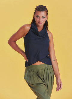 Bohemian Stylish Authentic Degaje Neck Blue Blouse