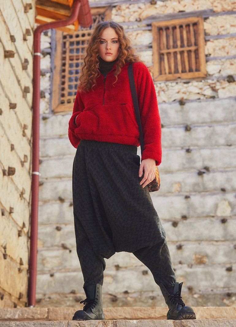 Shirred Waist Khaki  Shalwar Trousers