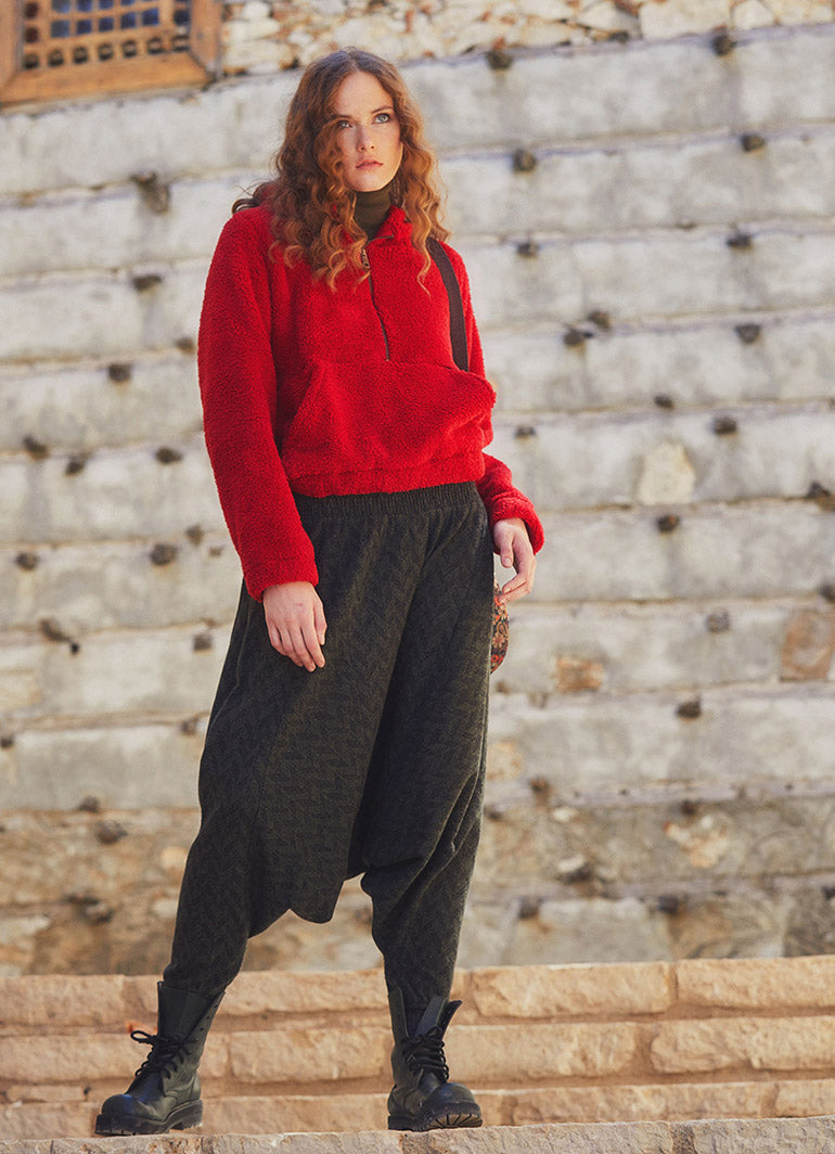 Shirred Waist Khaki  Shalwar Trousers