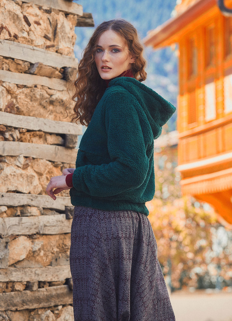 Shirred Waist Maroon Shalwar Trousers