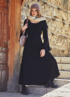 Boat Neck Maxi Bell Sleeve Dress