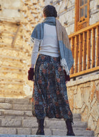 Khaki Print Adjustable Hem Wraped Harem Pants