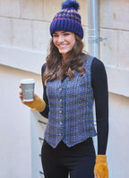Zigzag Navy Blue Patterned Women's Beret