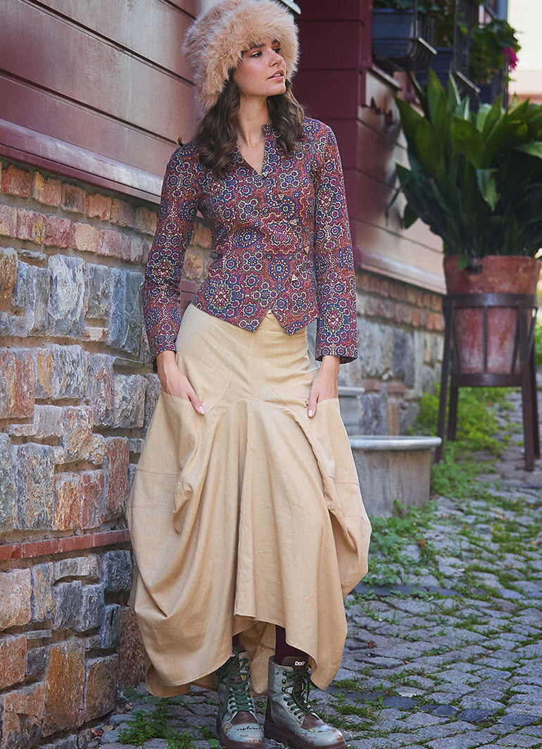 Asymmetrical Hem Detail Hippie Style Long Skirt