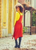 Relaxed Fit Hem Detailed Mid Length Velvet Dungaree Dress
