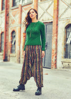 Elastic Waist and Hem Detailed Striped Winter Harem Pants