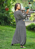 Bohemian Ethnic Print Long Sleeve Button Down Wholesale Crop Top
