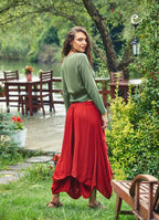 Shirred Back Button Down Long Sleeve Bohemian Wholesale Crop Top