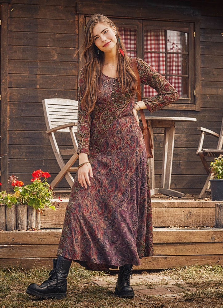 Otantic Patterned Long Sleeve Winter Patch Dress
