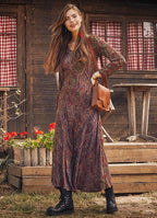Otantic Patterned Long Sleeve Winter Patch Dress