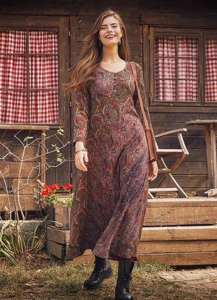 Otantic Patterned Long Sleeve Winter Patch Dress