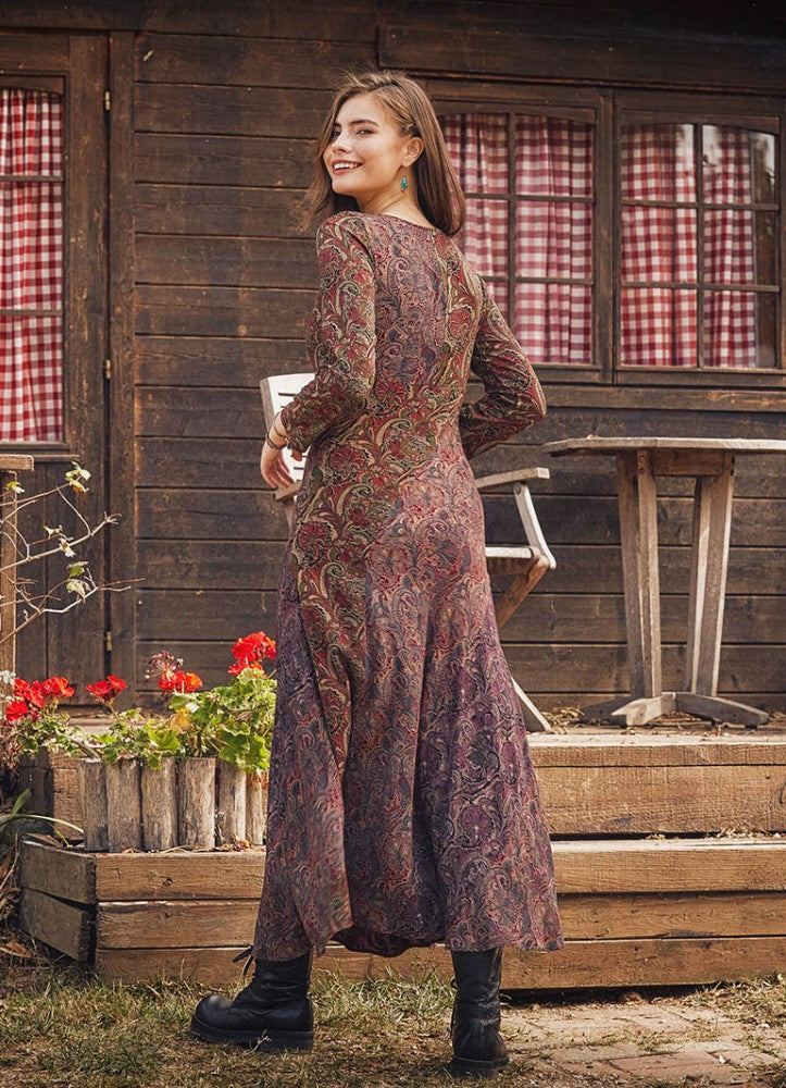 Otantic Patterned Long Sleeve Winter Patch Dress