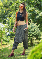 Ethnic Print Eeasy Pull On Cropped Harem Pants