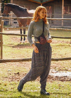 Shirred Waist Elastic Hem Marl Grey Winter Harem Pants