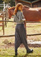 Shirred Waist Elastic Hem Marl Grey Winter Harem Pants