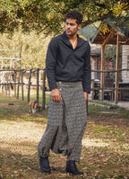 Wrap Front Ethnic Print Casual Mens Harem Pants