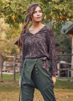 Damson Patterned Paisley Boho Wrap Top