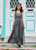 V Neck Slit Front Floral Dress 4975