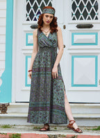 V Neck Slit Front Floral Dress 4975