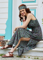 V Neck Slit Front Floral Dress 4975