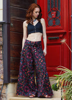 Low Waist Buttoned Black Patterned Womens Authentic Trousers 5017