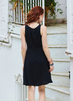 Black Casual Dress with a Loose Collar and Zipper 5006