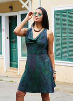 Green Ethnic Dress with a Loose Collar and Zipper 5005