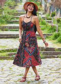Black Authentic Dress with Spaghetti Straps, Buttons, and an Open Back  5001